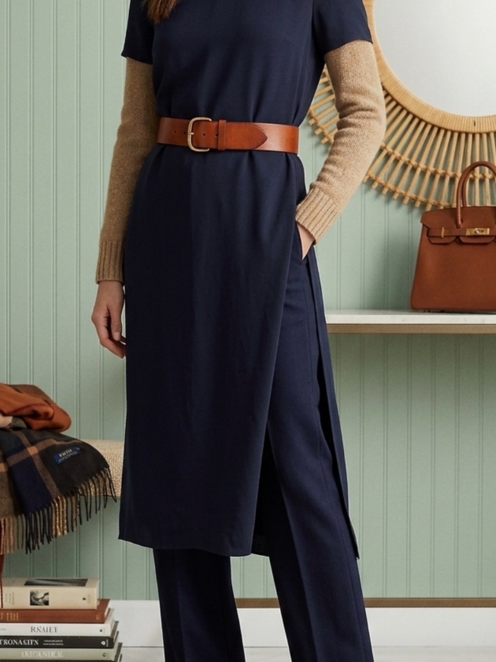Polo Ralph Lauren Navy tunic long top with high side slit. Classic size 10.